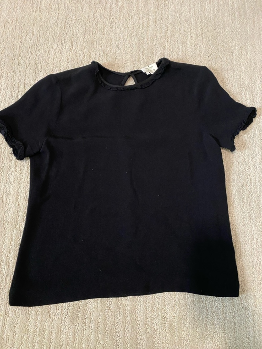 kate spade Black Short-Sleeve Ruffle-Trim Tee